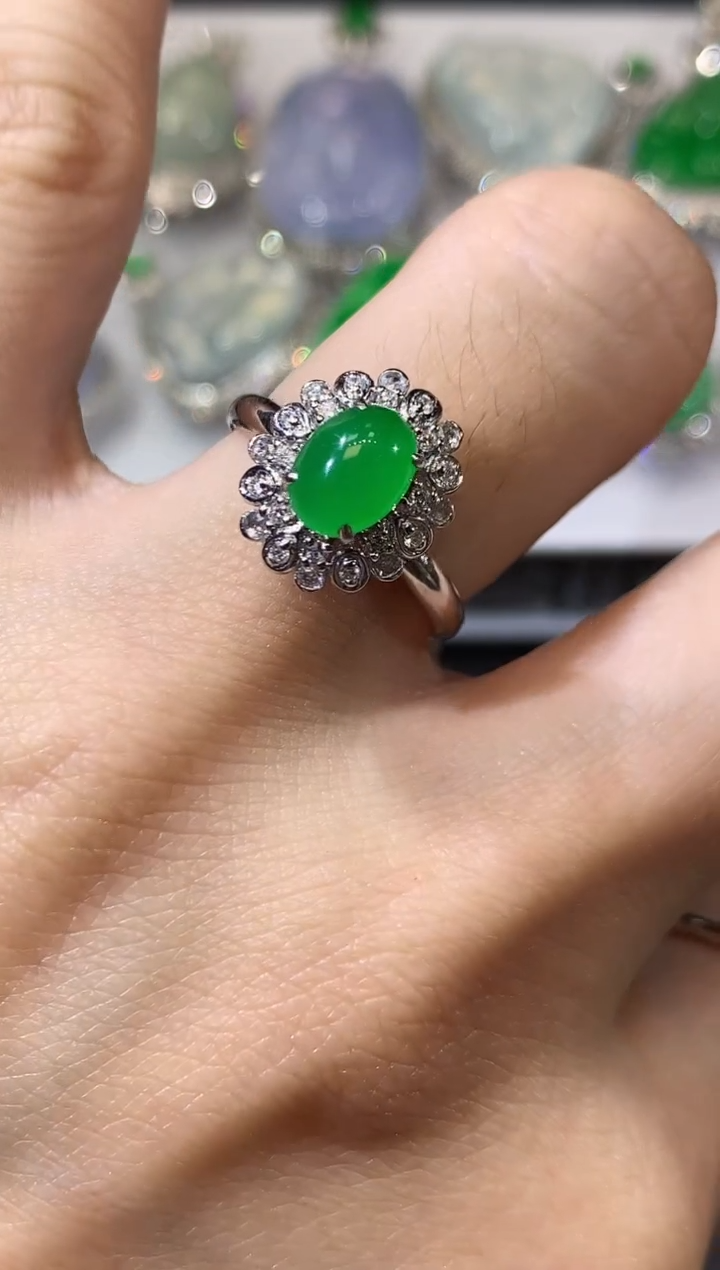 【闪购商品】翡翠戒指18K金镶嵌C57一件