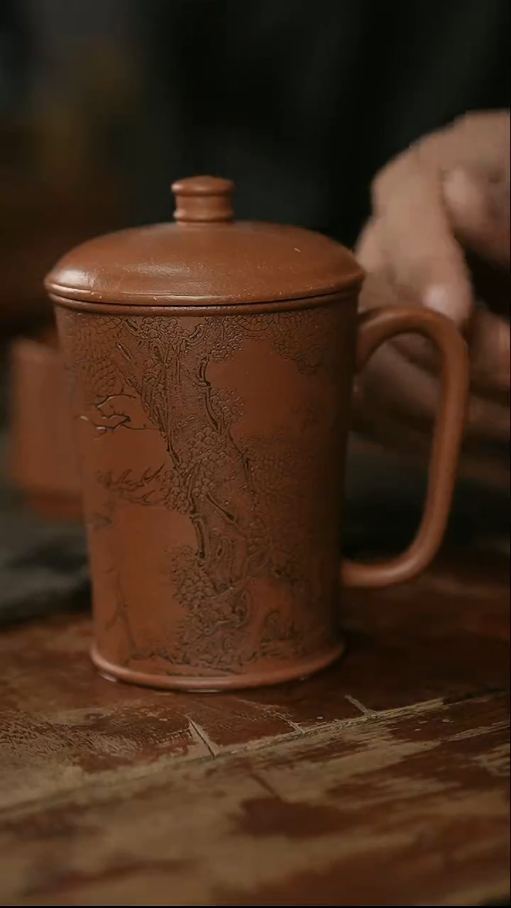 茶壶紫砂牧之-盖杯-鹿鸣