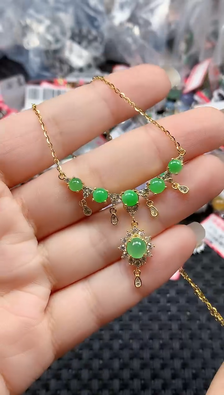 银S925镶嵌戒指翡翠天然A货缅甸翡翠