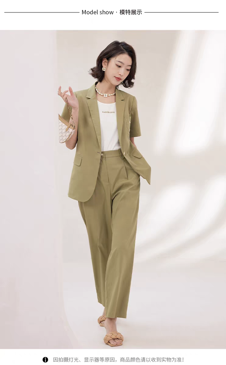 23012夏季薄款短袖休闲西服外套职业正装气质工作服