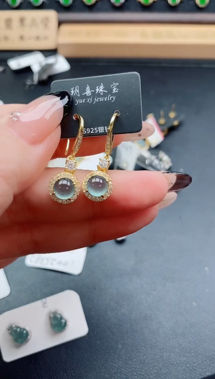 银S925镶嵌戒指翡翠1