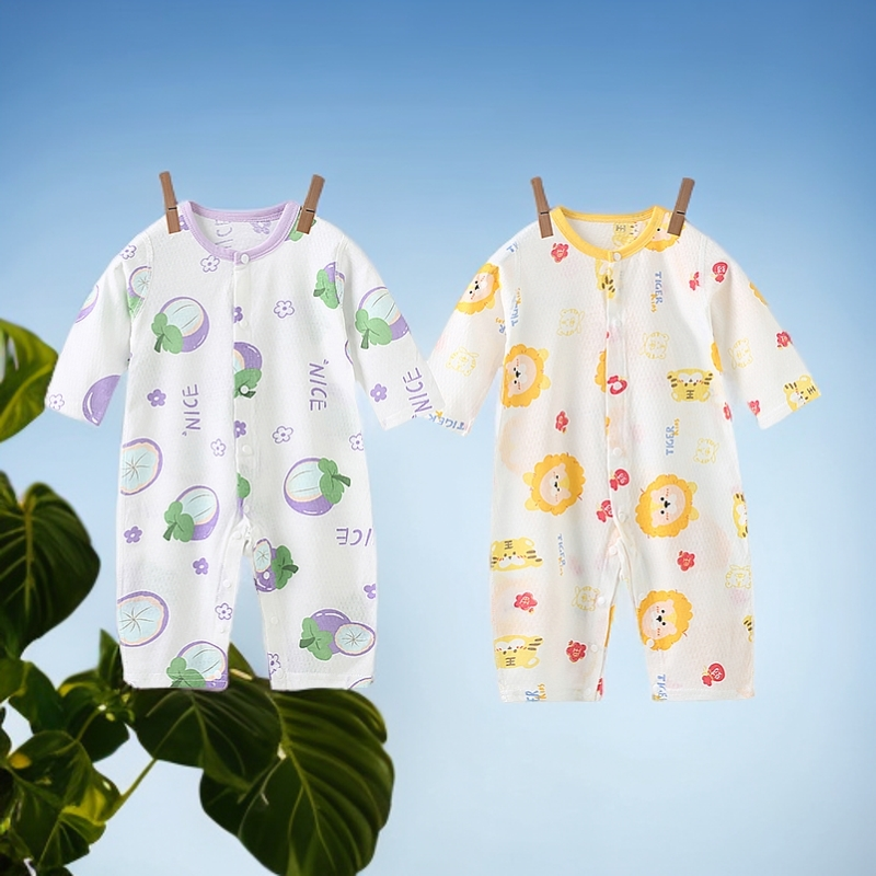 宝宝长袖哈衣夏季纯棉连体衣男女宝宝夏天长袖空调服哈衣爬服睡衣