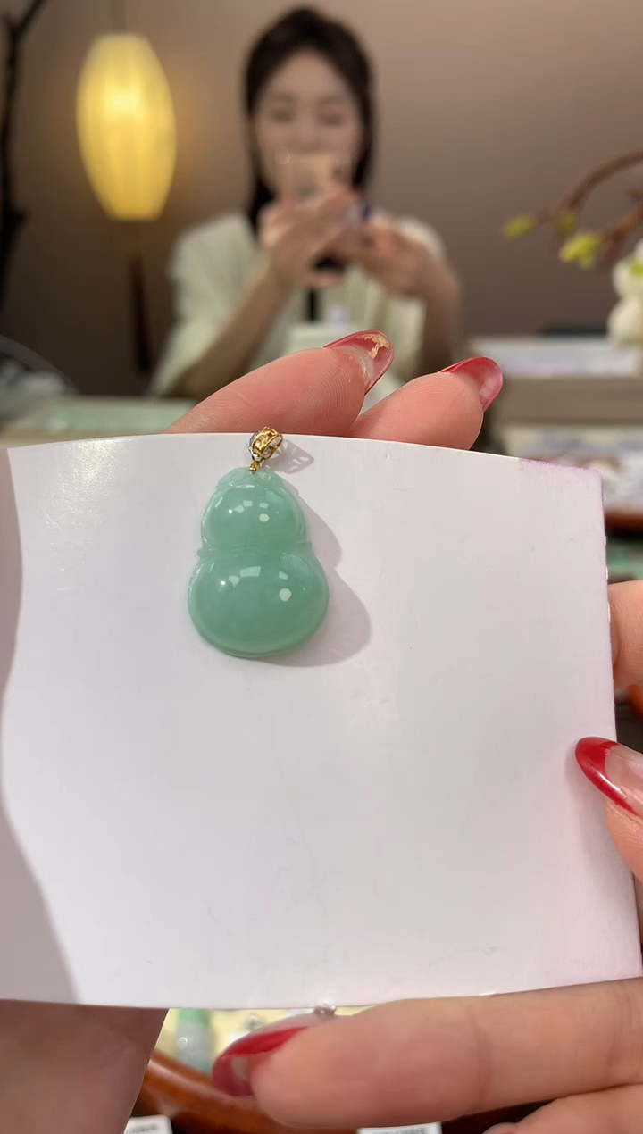 【闪购商品】翡翠颈饰18K金镶嵌天然缅甸a货翡翠