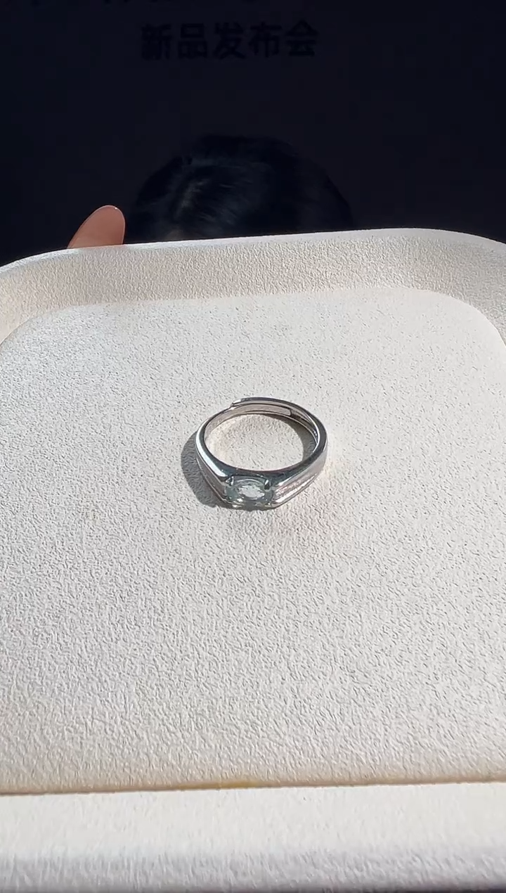 银S925镶嵌戒圈海蓝宝石戒指