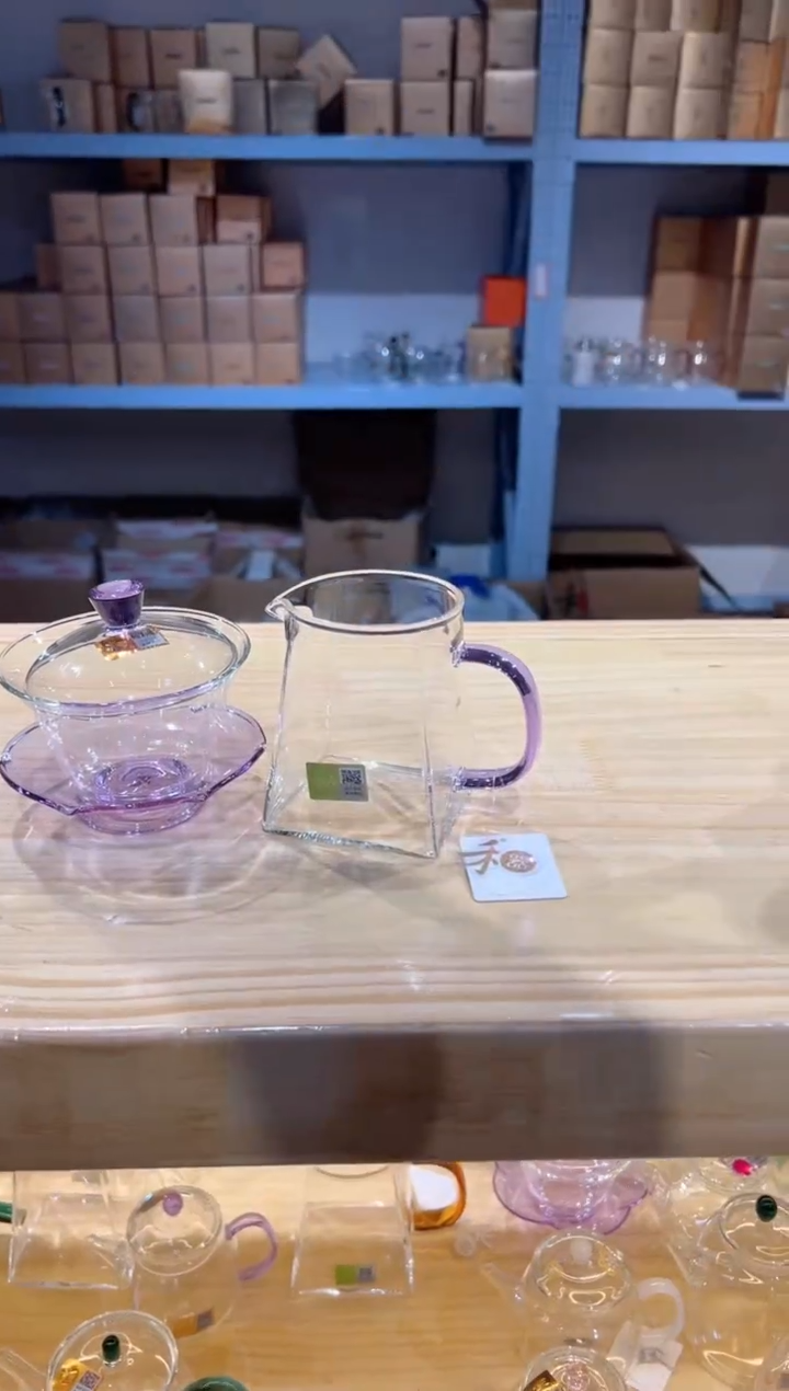 禾器-荷叶盖碗-浅紫色+瀚然浅紫