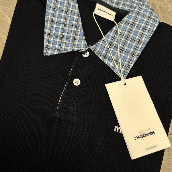 S25新款【M蓝格纹翻领Polo衫短袖】高克情侣时尚潮流圆领纯棉短袖