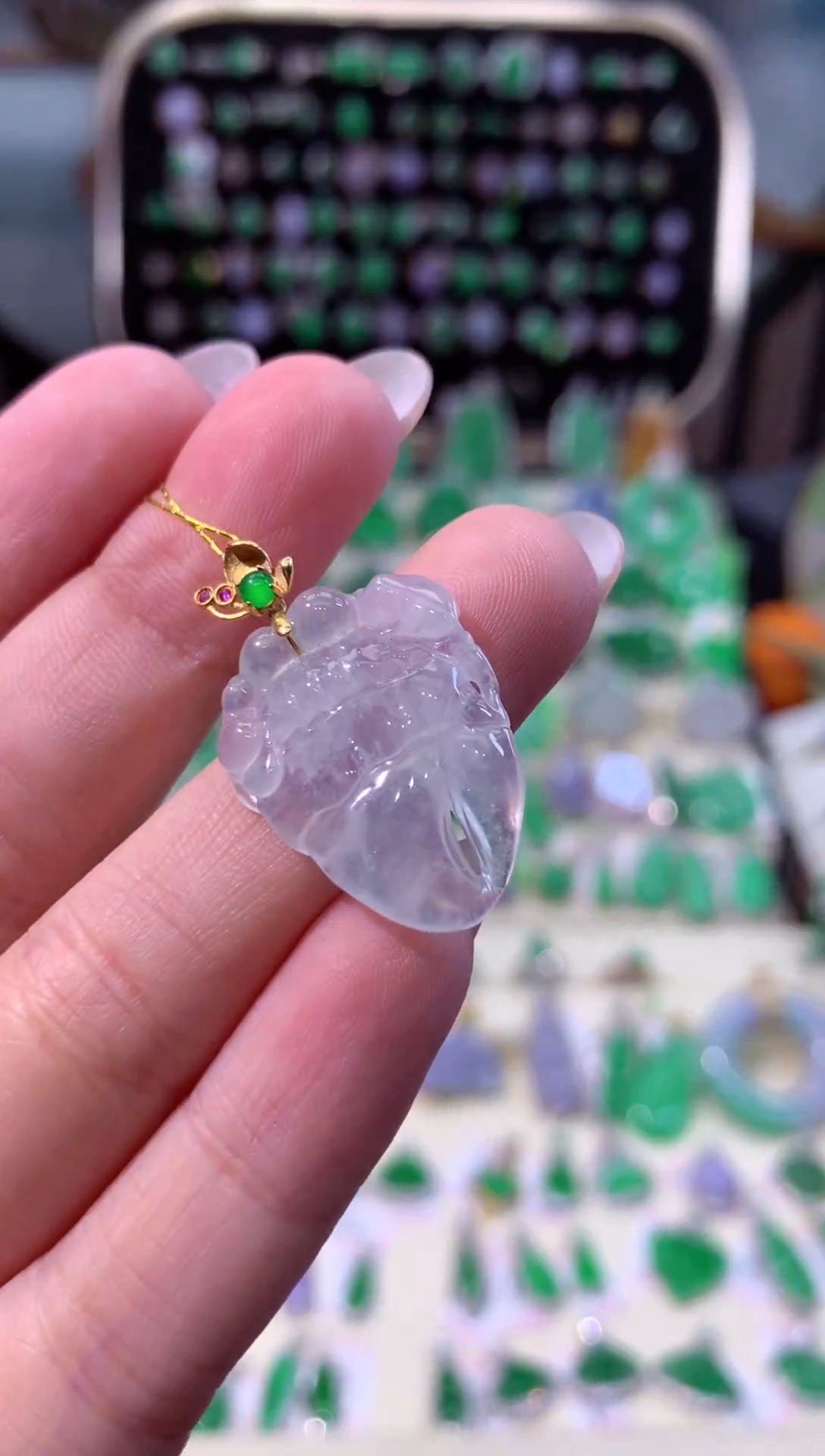 【闪购商品】翡翠颈饰18K金镶嵌缅甸天然A货翡翠