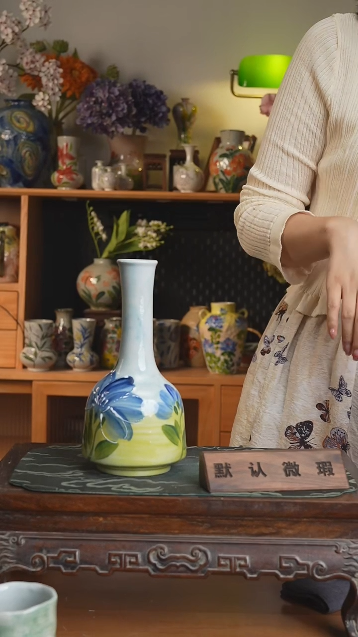 摆件不带花景德镇手工手绘陶瓷花瓶赏瓶