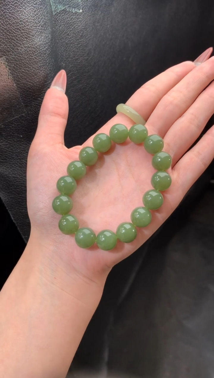未镶嵌手串和田玉QH12 青黄口手串，多样性发其一