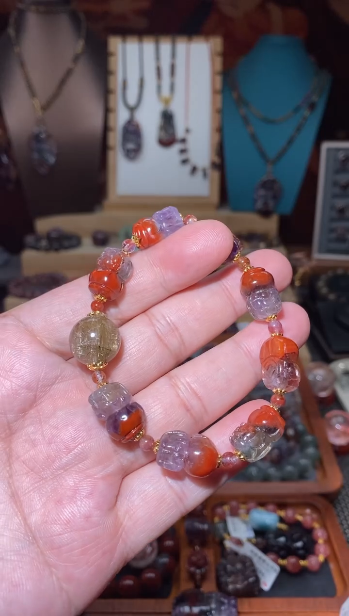 【闪购商品】水晶手串未镶嵌红极光多样性发一