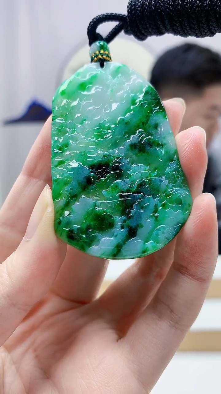 未镶嵌定制翡翠4917zm-毛货挂件山水169