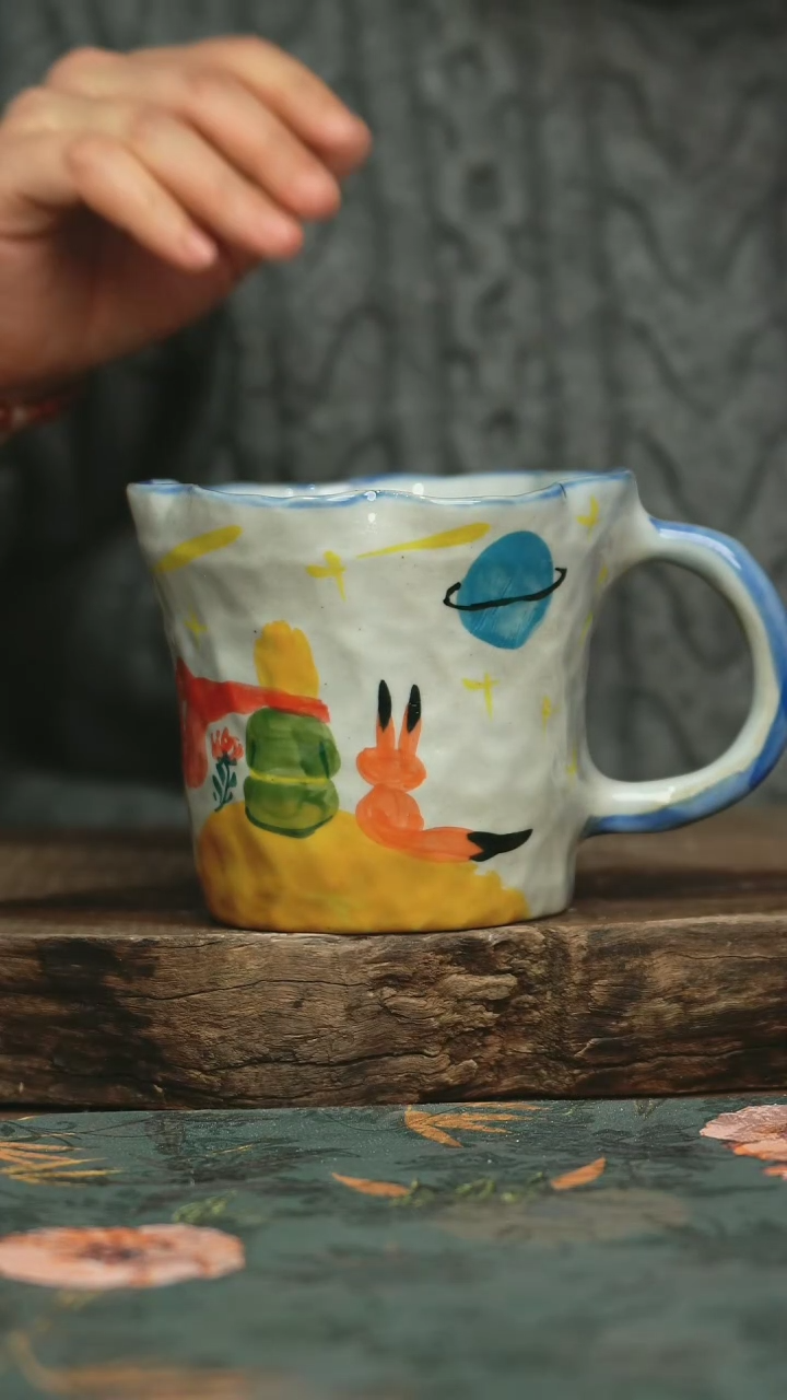 【闪购商品】瓷片杯釉下彩手工手绘同款陶器