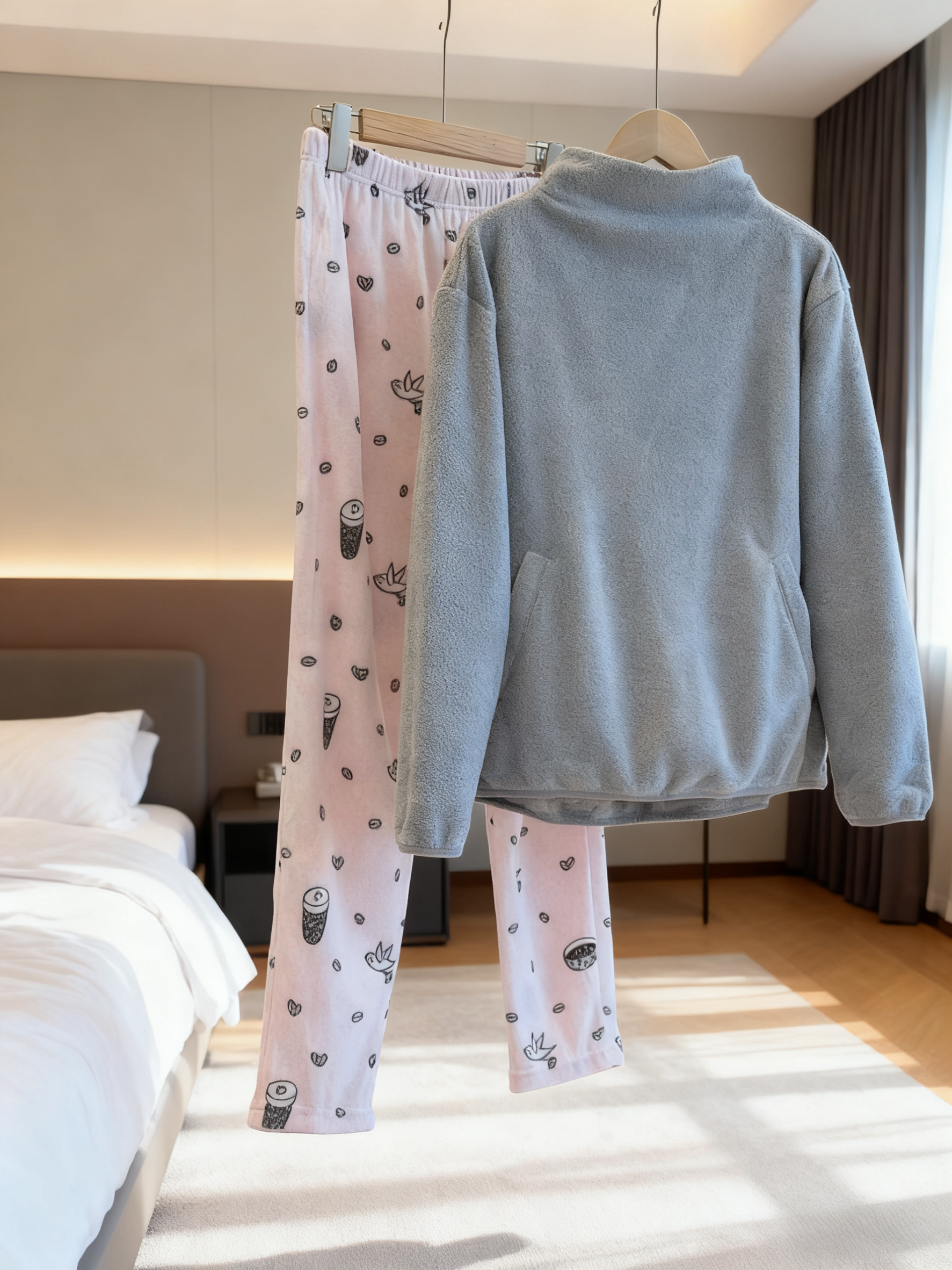 【66严选】包邮！家居服套装 半高领保暖双面摇粒绒上衣加厚秋冬