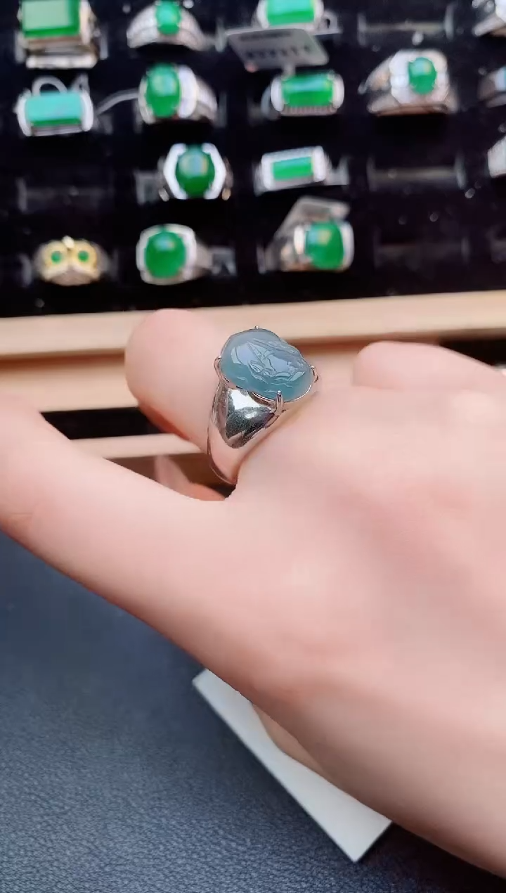翡翠戒指银S925镶嵌1241212