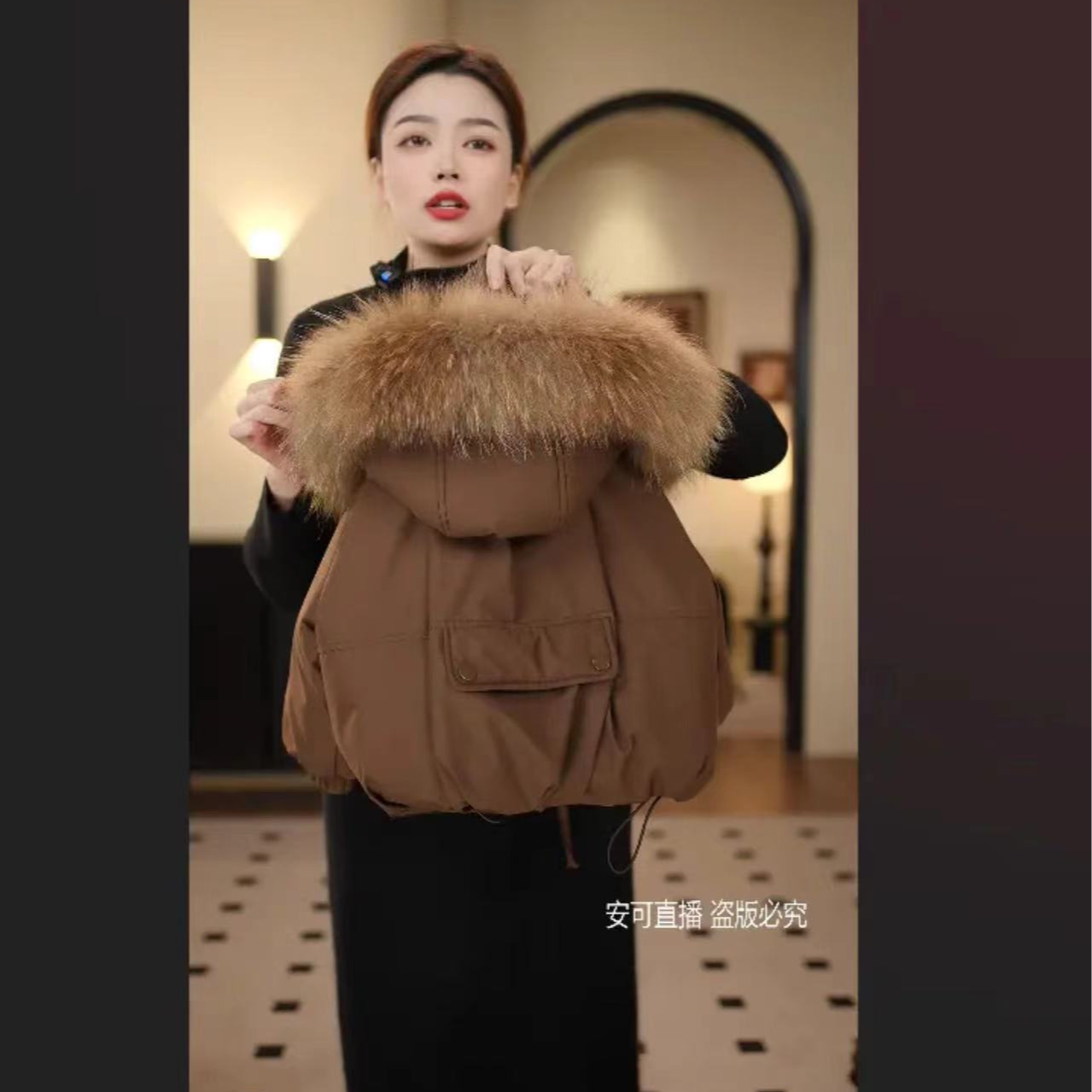 现货 冬季新款儿童时尚百搭宽松保暖冬款棉服外套貉子毛58708