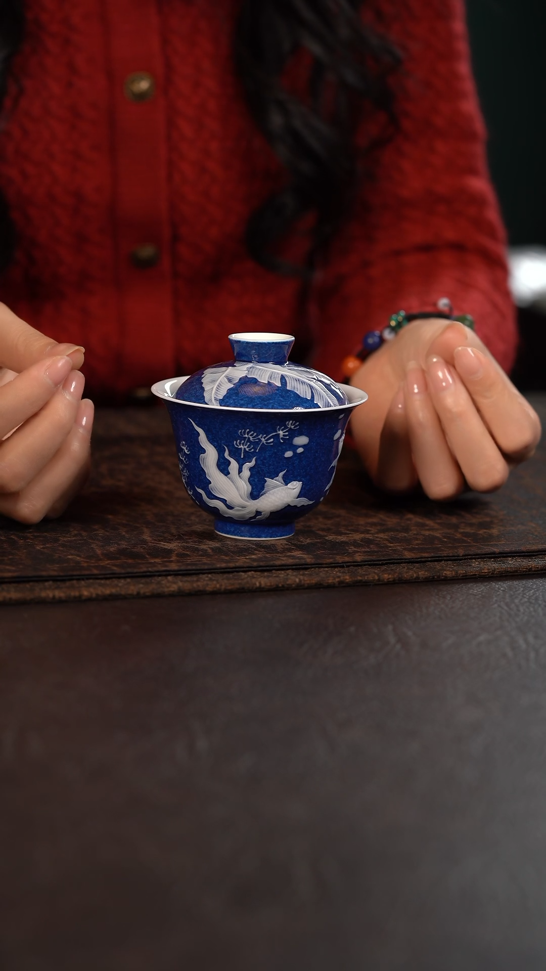 【闪购商品】杯初蓝舍洒蓝芭蕉游鱼盖碗