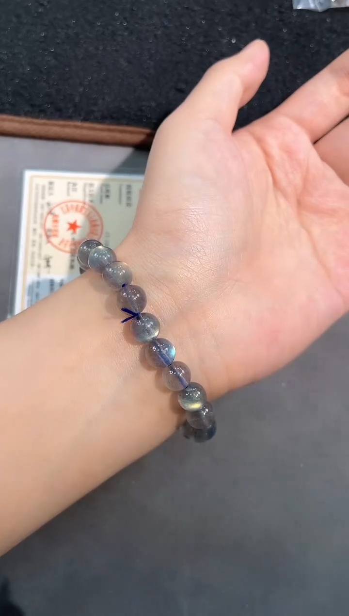 【闪购商品】拉长石手链未镶嵌69号灰月光单圈8mm