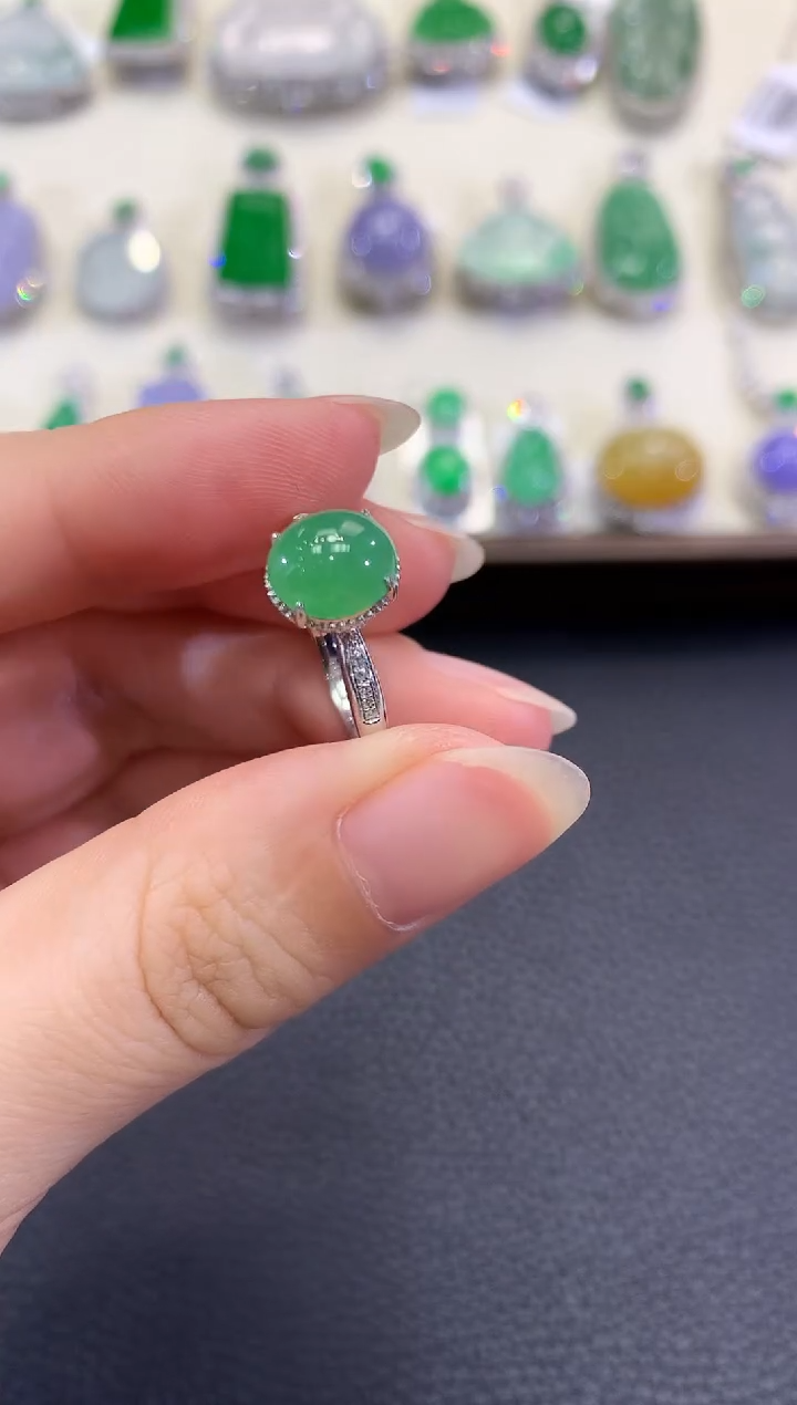 翡翠戒指18K金镶嵌春日珠宝 B19多样性一件发