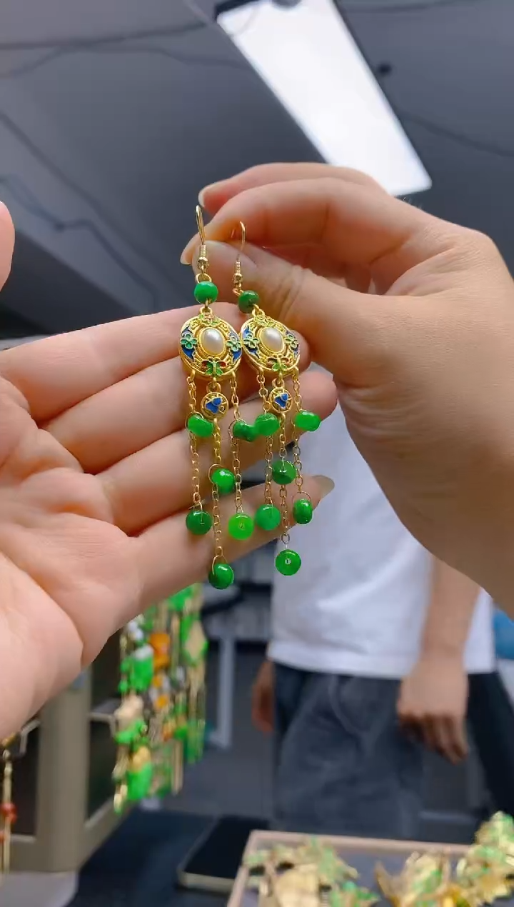 翡翠合金耳饰0122翡翠耳钩