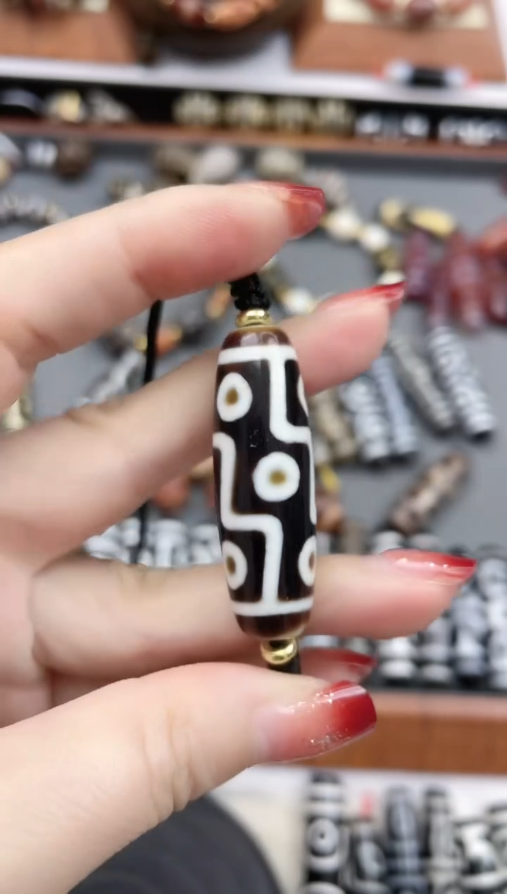 【闪购商品】玛瑙/玉髓珠珠未镶嵌黑白手工九眼