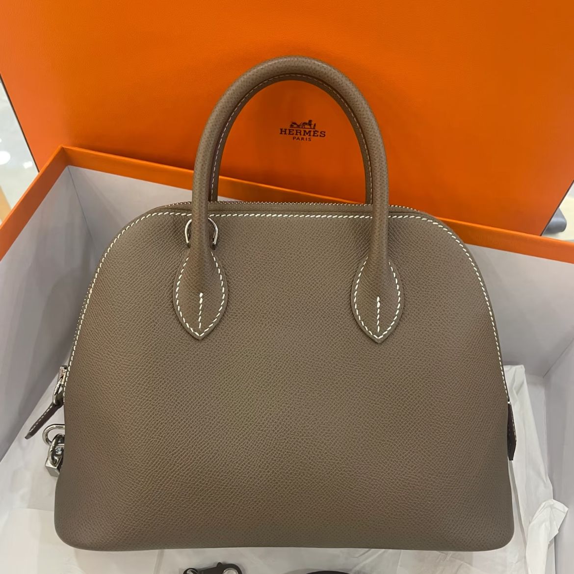 95新 Hermes/爱马仕 保龄球25单肩包/大象灰Z刻/251130DYFVL02