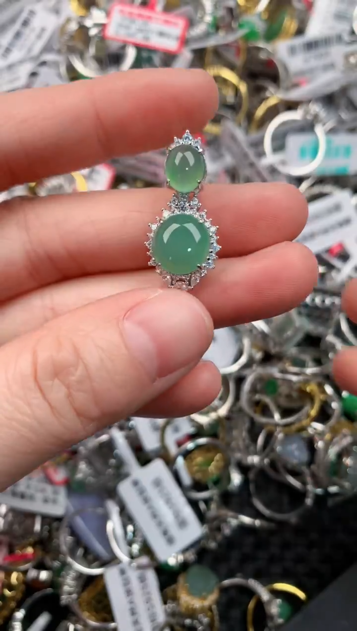 银S925镶嵌戒指翡翠222--3