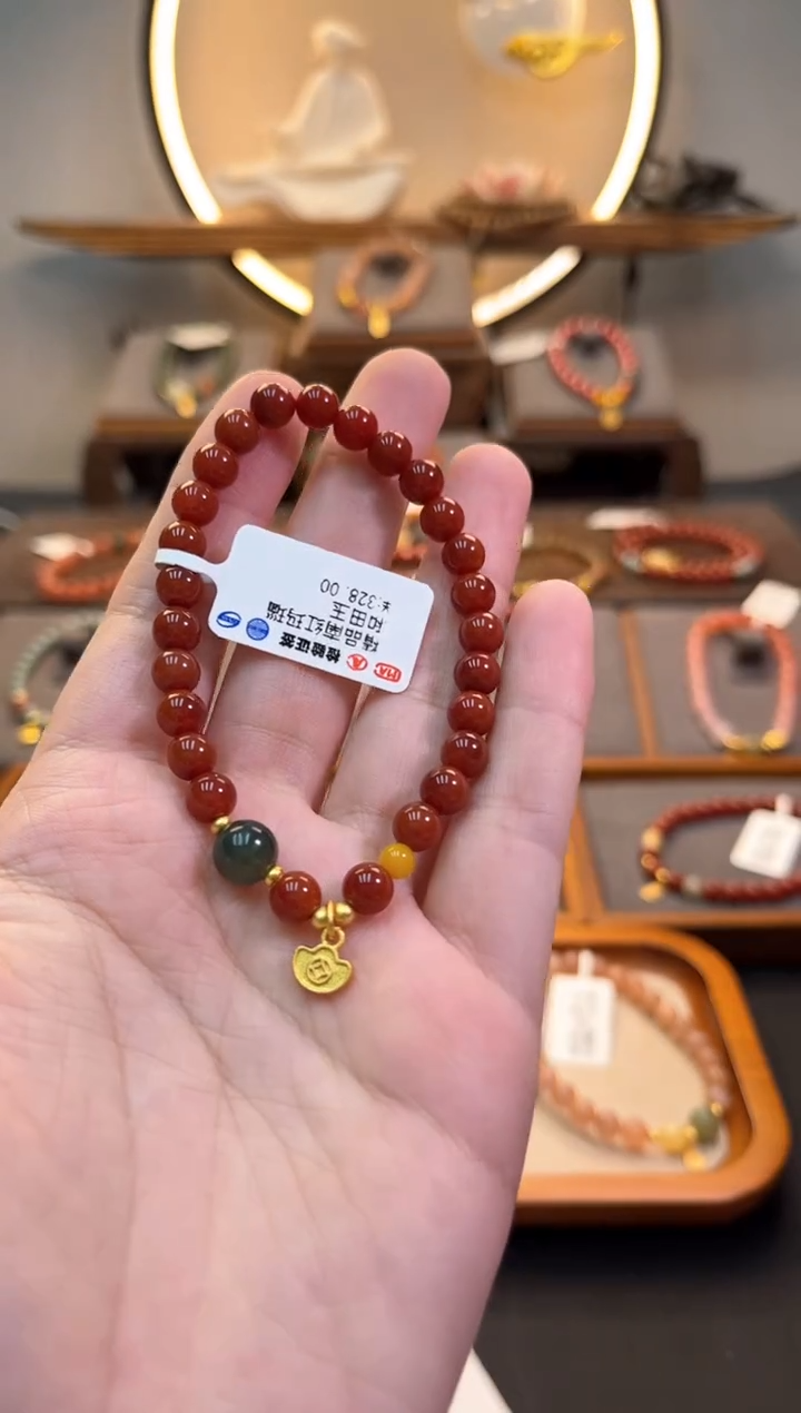 【闪购商品】玛瑙/玉髓手链合金货号827