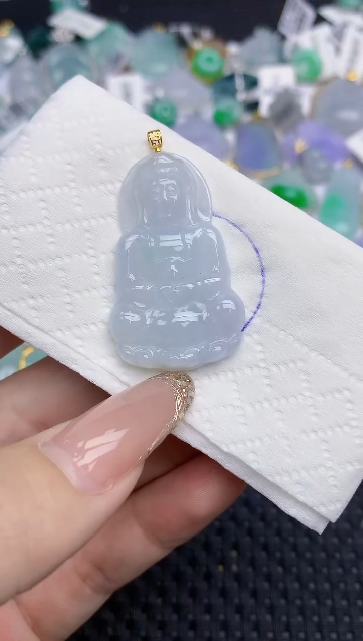 颈饰18K金镶嵌翡翠   天然翡翠A货  百元以上9米证书费自理