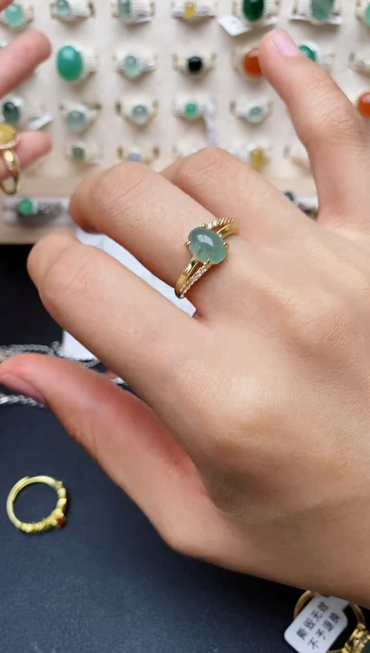 【闪购商品】翡翠戒指银S925镶嵌缅甸翡翠