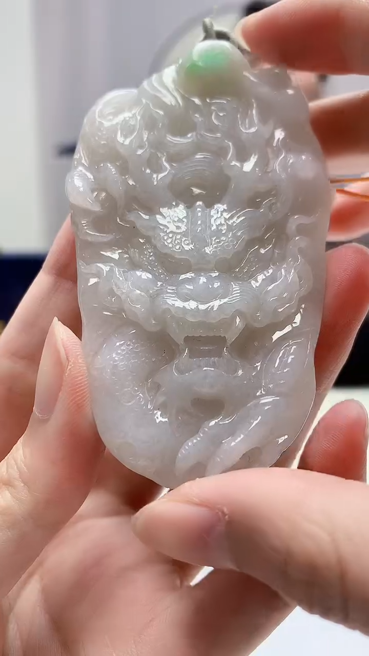 定制翡翠未镶嵌5060zm-毛货挂件93龙牌