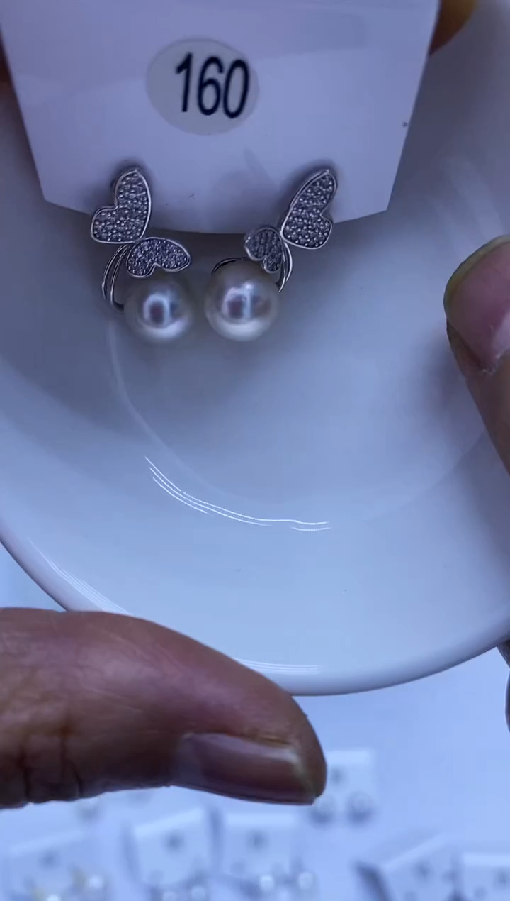 银S925镶嵌耳饰海水珍珠160