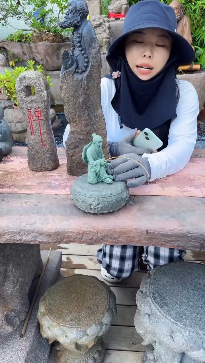 人造石造景摆件钓鱼翁