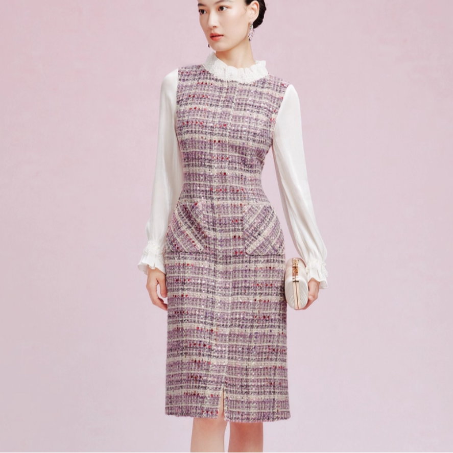 【晨粉专享价】La Koradior拉珂蒂拼接马甲连衣裙RF05979A4