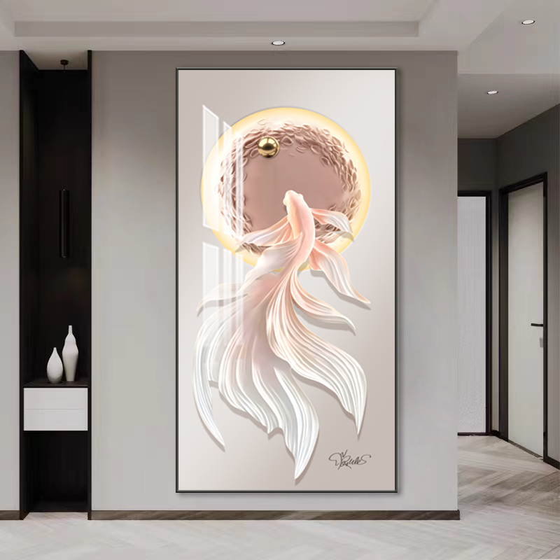 艺术大鱼奶油INS风玄关装饰画晶瓷挂画高级感走廊挂画壁画DY-7