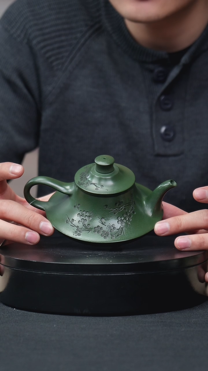 【闪购商品】紫砂茶壶民国绿刻绘云炉壶