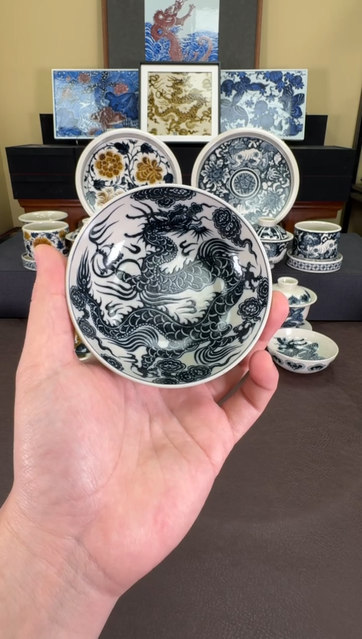 【闪购商品】二号釉1351龙纹普洱杯