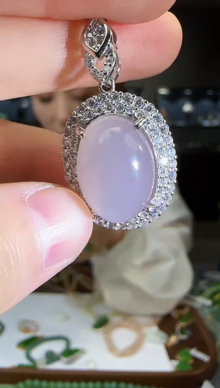 和田玉银S925镶嵌吊坠(不含链)1