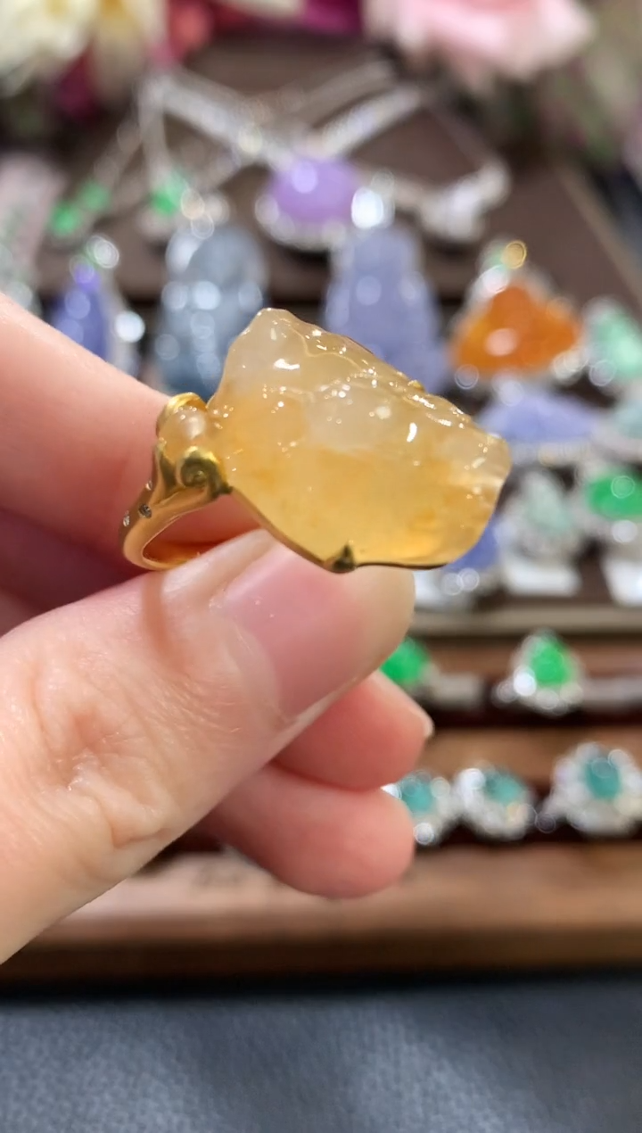 18K金镶嵌戒指翡翠c25