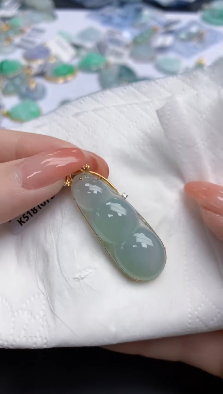 【闪购商品】翡翠颈饰18K金镶嵌天然缅甸翡翠A货