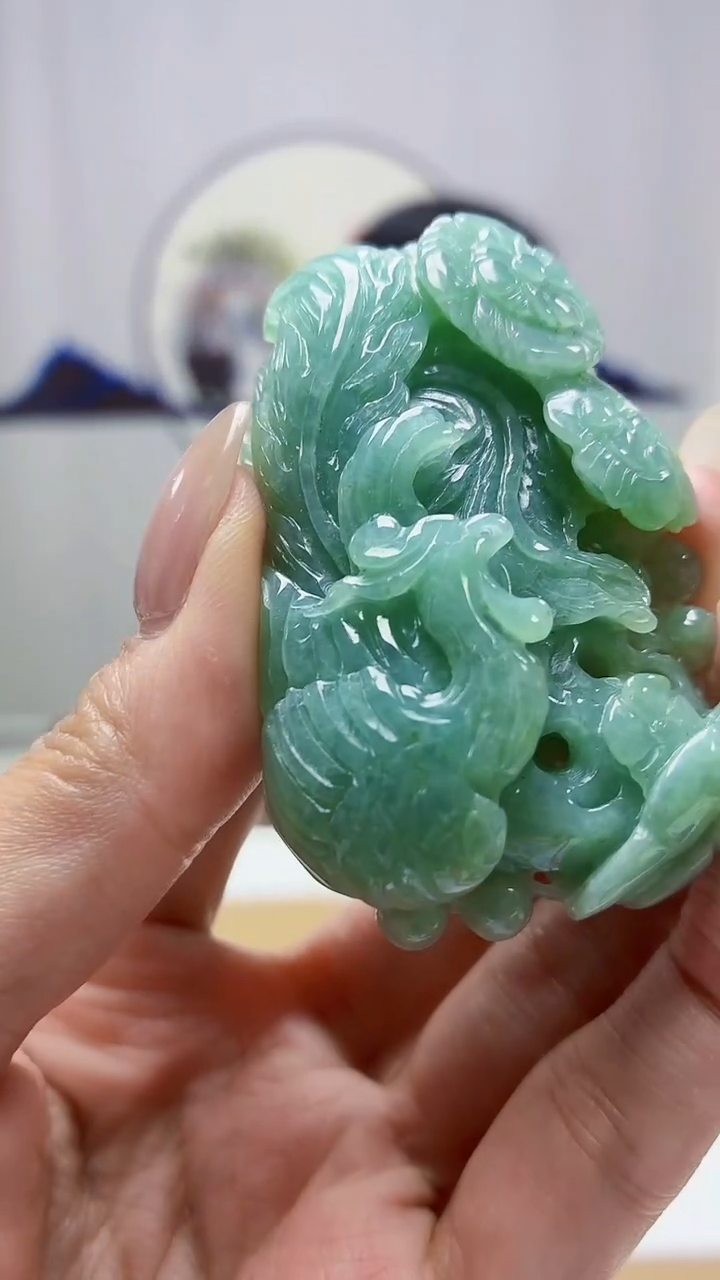 未镶嵌定制翡翠4852MM-毛货挂件52