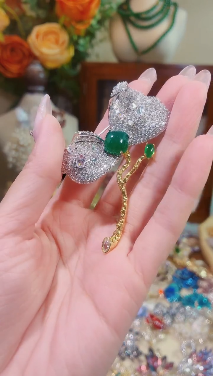 合成立方氧化锆铜合金高定双叶