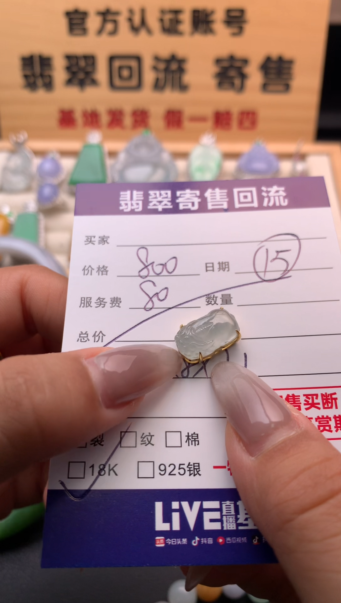 翡翠18K金镶嵌颈饰10128678