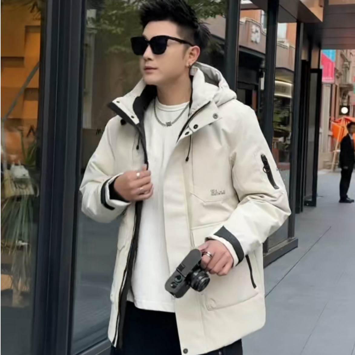 50绒连帽冲锋衣羽绒服加厚保暖百搭潮流羽绒防寒外套