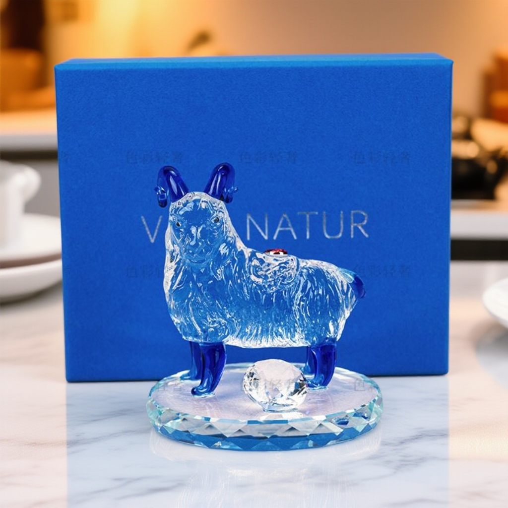 Q063 欧式简约时尚轻奢水晶生肖羊摆件创意琉璃摆件