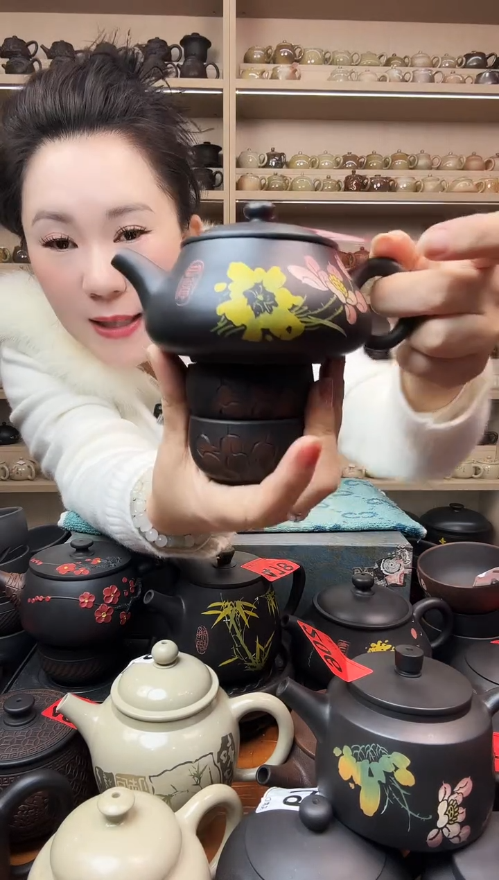 壶彩填明炉壶+2线雕杯  562