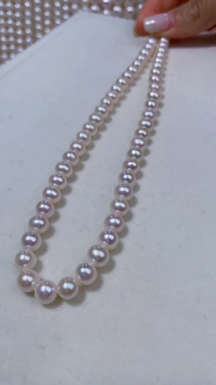 【闪购商品】淡水珍珠项链银S925镶嵌7-8MM