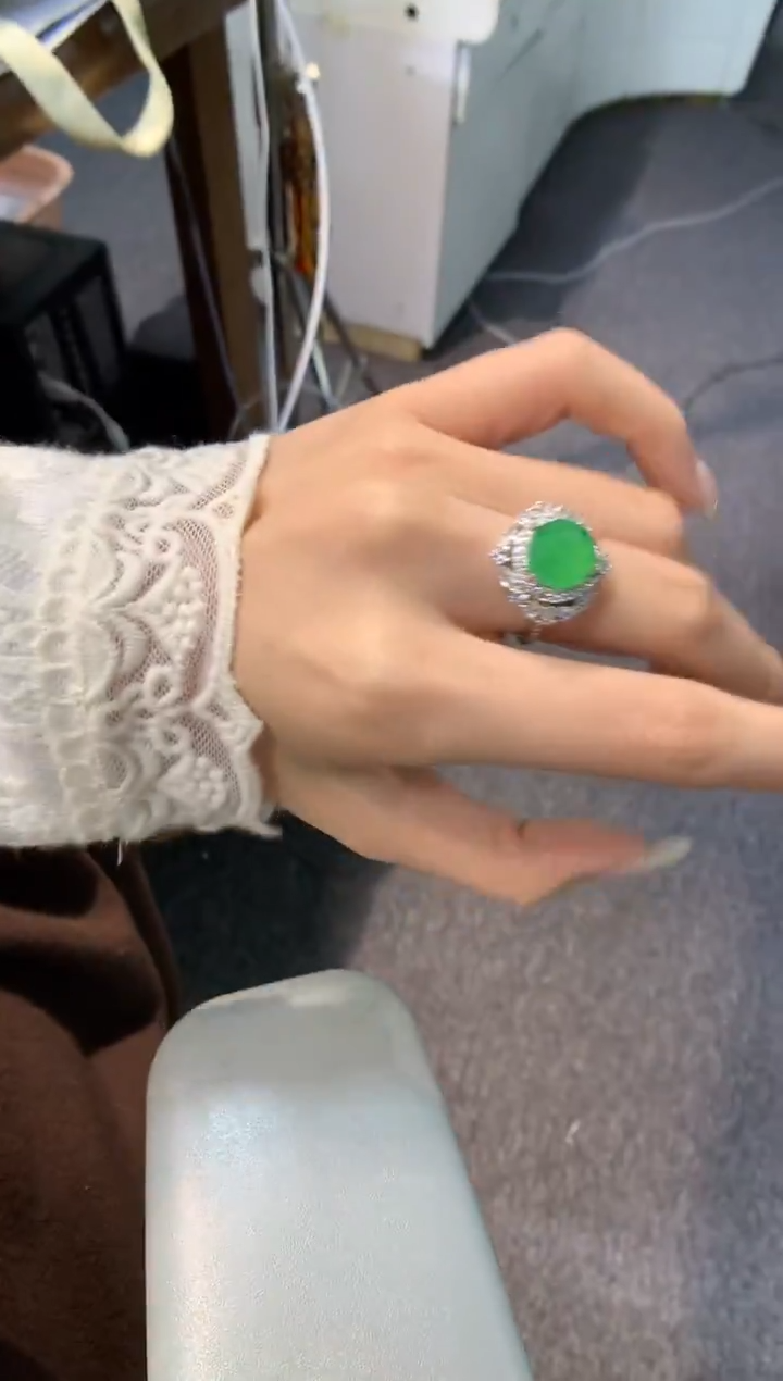 银S925镶嵌戒指翡翠戒指