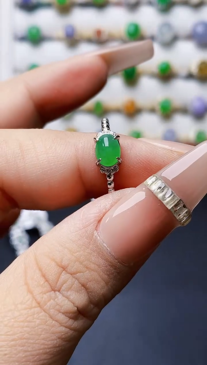 银S925镶嵌戒指翡翠0529