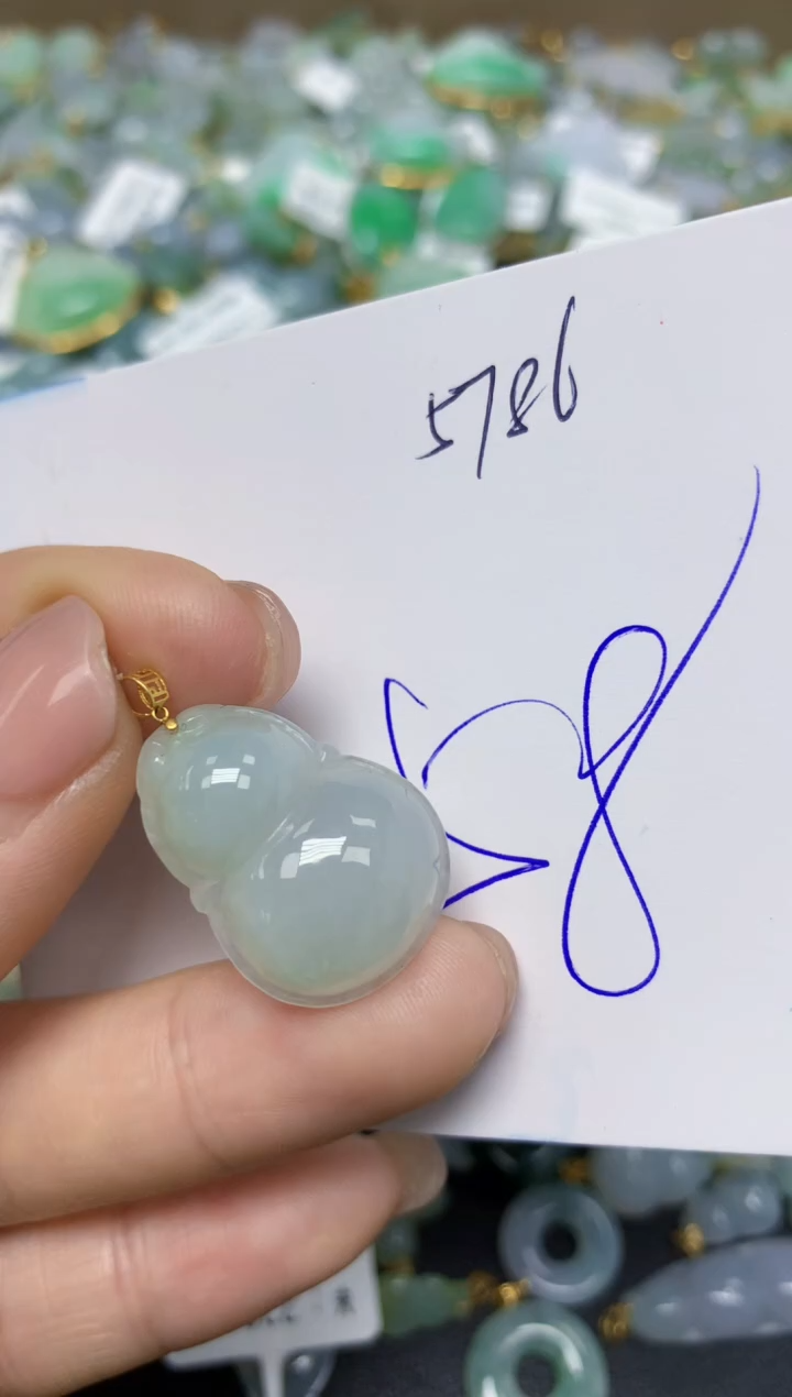 【闪购商品】翡翠挂件18K金镶嵌 天然翡翠A货