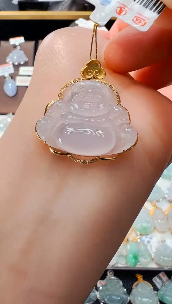 【闪购商品】翡翠吊坠(不含链)18K金镶嵌佛公吊坠69A